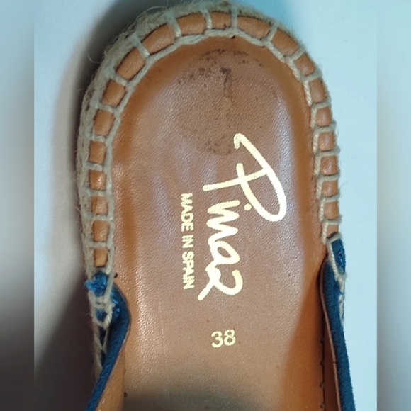 Pinaz Navy Blue Suede Espadrilles Sz 38EU NEW